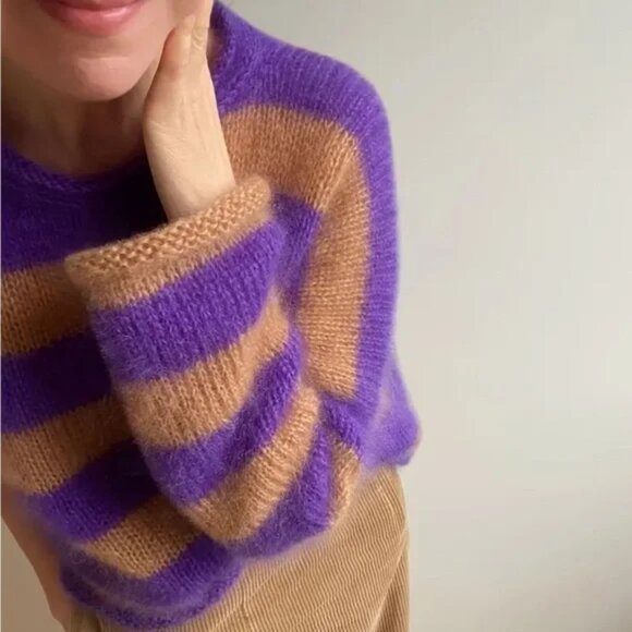 Thick Stripe Purple Brown Sweater - Picture 2 of 3